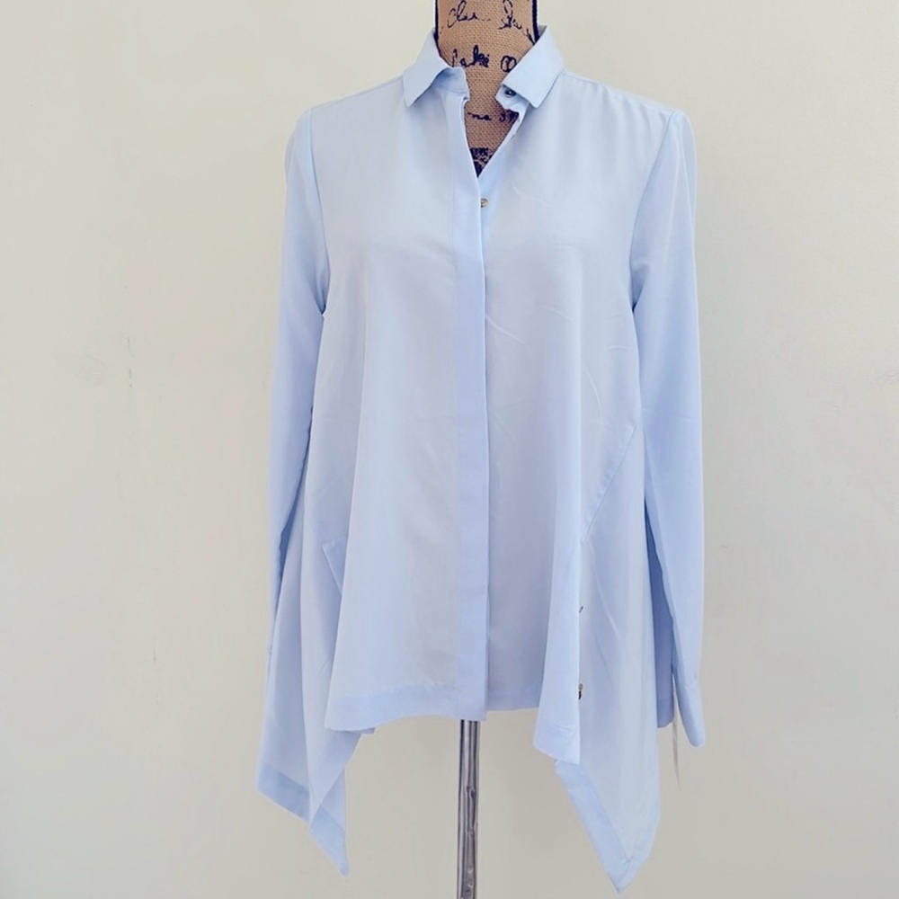 Zara light blue flared blouse
